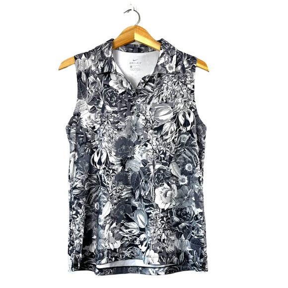 Women's Black and White Floral Tank Top M - Picture 1 of 7